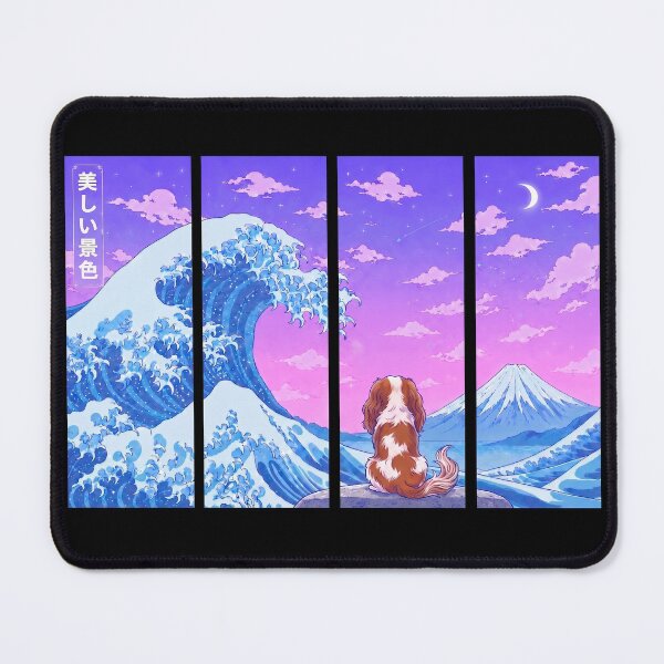 Item preview, Funny Cavalier King Charles Spaniel Japanese Kanagawa Wave Vapor Japan Boys Girls Kids designed and sold by FurryHavenPH.