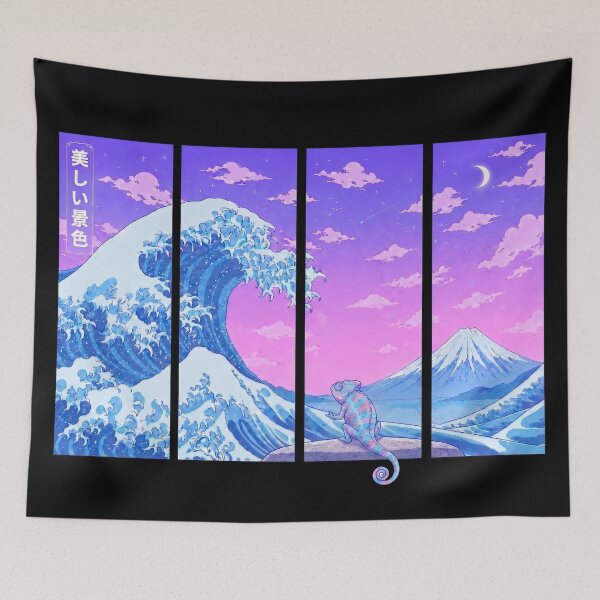 Item preview, Funny Chameleon Japanese Kanagawa Wave Vapor Japan Boys Girls Kids designed and sold by FurryHavenPH.