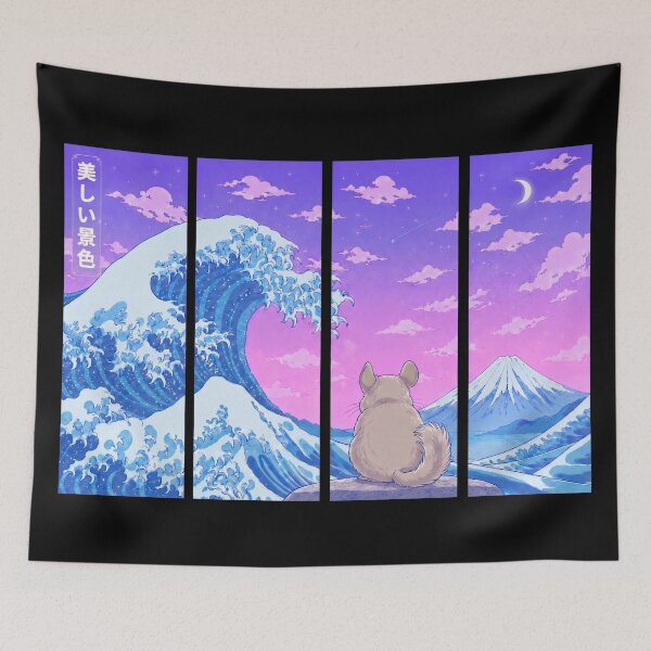 Item preview, Funny Chinchilla Japanese Kanagawa Wave Vapor Japan Boys Girls Kids designed and sold by FurryHavenPH.