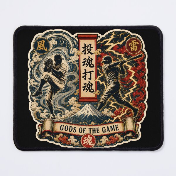 Item preview, Gods of the Game – Japanese Fujin Raijin Baseball Ukiyo-e Art designed and sold by Locker39.
