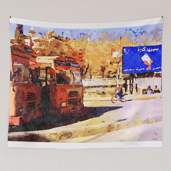 Item preview, Aleppo: buses and child riding a bicycle designed and sold by Giuseppe Cocco.