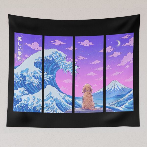 Item preview, Funny Cockapoo Japanese Kanagawa Wave Vapor Japan Boys Girls Kids designed and sold by FurryHavenPH.