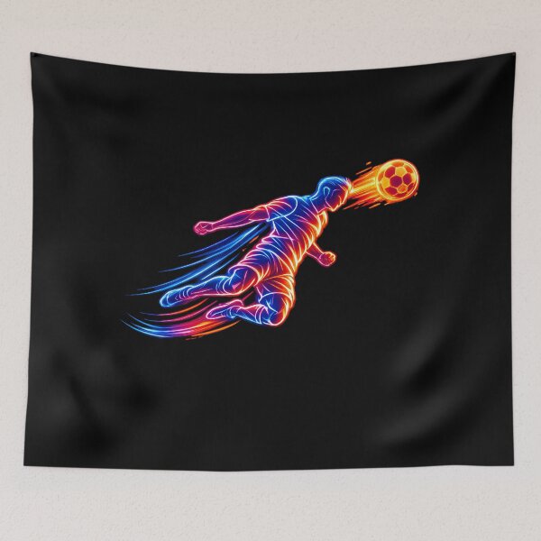 Item preview, Neon Header Goal Soccer Line Art Football Fan Graphic designed and sold by RoyesButler.