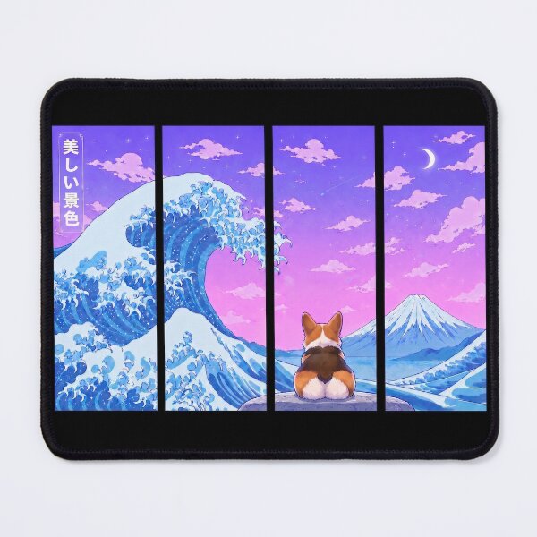 Item preview, Funny Corgi Japanese Kanagawa Wave Vapor Japan Boys Girls Kids designed and sold by FurryHavenPH.