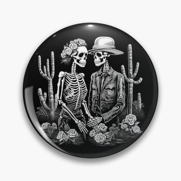Item preview, Black and White Western Skeleton Couple Desert Art designed and sold by inkoutninja.