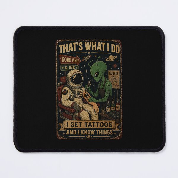 Item preview, Alien Tattoo Artist and Astronaut Vintage Space Humor designed and sold by eliramaison.