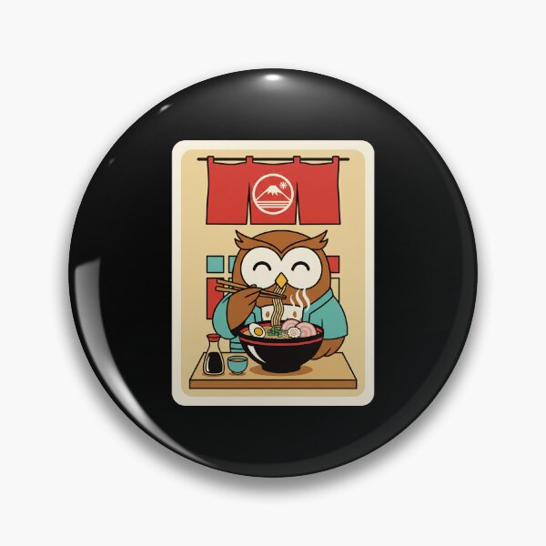 Item preview, Happy Owl Enjoying Hot Ramen in Cozy Japanese Noodle Shop designed and sold by JordynLadukeg65.
