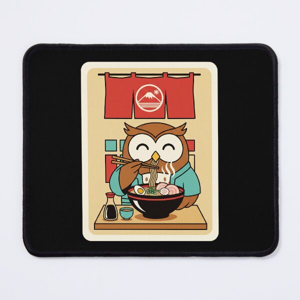 Item preview, Happy Owl Enjoying Hot Ramen in Cozy Japanese Noodle Shop designed and sold by JordynLadukeg65.