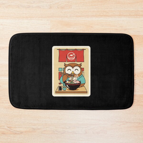 Item preview, Happy Owl Enjoying Hot Ramen in Cozy Japanese Noodle Shop designed and sold by JordynLadukeg65.