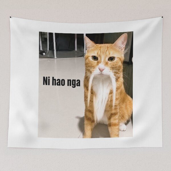 Item preview, Ni Hao Nga Mustache Cat designed and sold by jeehh.