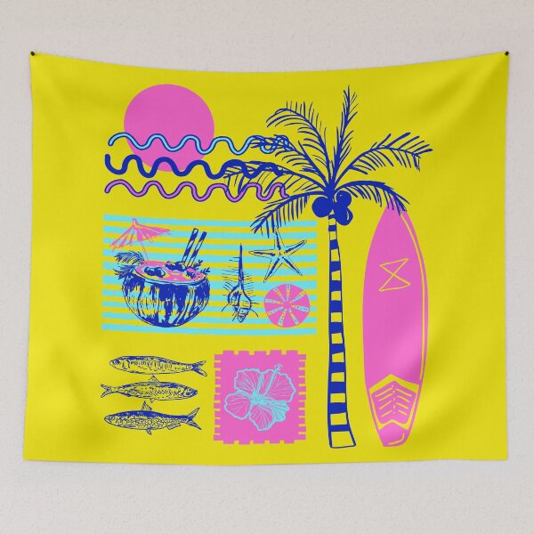 Item preview, Neon Beach Surf Summer Vibes Patchwork designed and sold by MaiZephyr.