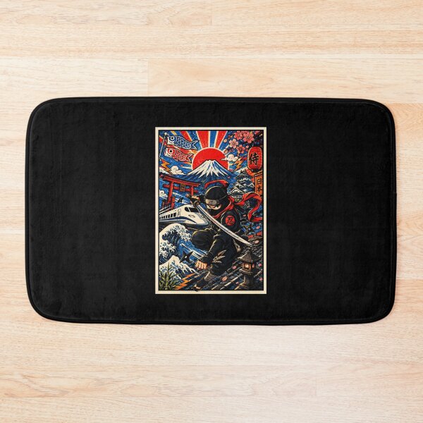 Item preview, Japanese Ninja Adventure Amid Mount Fuji and Traditional Cityscape designed and sold by eliramaison.