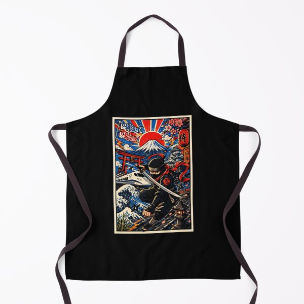 Item preview, Japanese Ninja Adventure Amid Mount Fuji and Traditional Cityscape designed and sold by eliramaison.