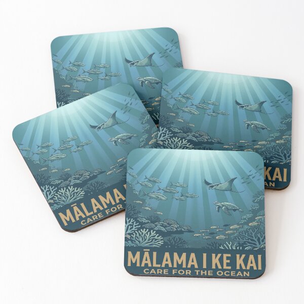 Item preview, Mālama I Ke Kai - Care for the Ocean — Hawaii Reef Manta Ray Sea Turtle Conservation Art designed and sold by MālamaThreads.