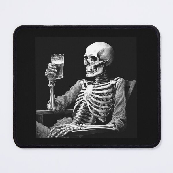 Item preview, Black and White Skeleton Drinking Dark Humor Art designed and sold by inkoutninja.