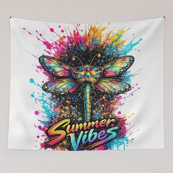 Item preview, Summer Vibes Dragonfly – Cool Sunglasses Color Splash T-Shirt Design designed and sold by GooniSL.