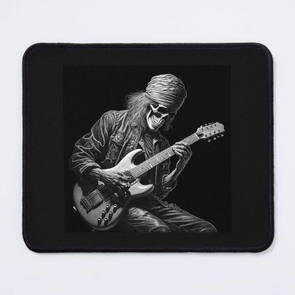 Item preview, Black and White Skeleton Guitarist Rock Music Art designed and sold by inkoutninja.