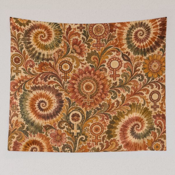 Item preview, Earth Tone Feminist Symbol Tie Dye Bohemian Collection designed and sold by PinUpPizzazz.