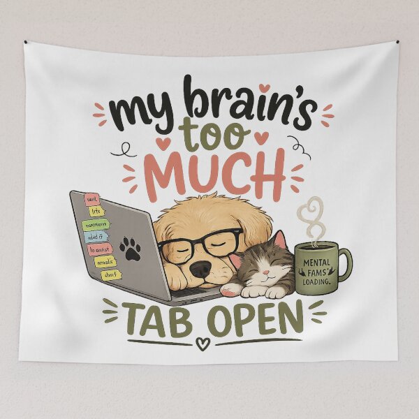 Item preview, Shirts With Witty Sayings |  My Brain’s Too Much Tab Open Funny Design designed and sold by CreativeNest Prints.