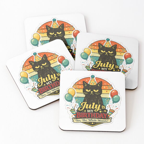 Item preview, July Is My Birthday Month Retro Black Cat designed and sold by QuiteOrbit.