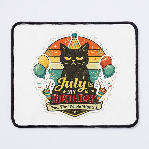 Item preview, July Is My Birthday Month Retro Black Cat designed and sold by QuiteOrbit.