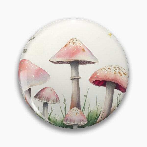 Item preview, Watercolor Pink Mushroom Botanical Border Illustration designed and sold by Vida e Arte.