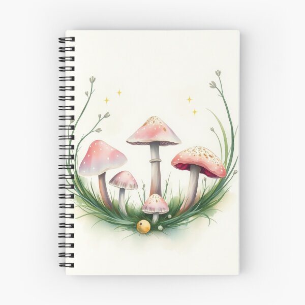 Item preview, Watercolor Pink Mushroom Botanical Border Illustration designed and sold by Vida e Arte.