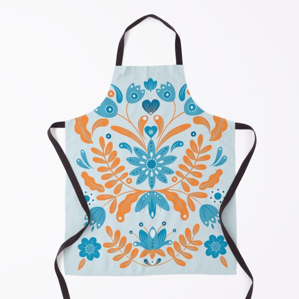 Item preview, Cottagecore Folk Flora - Rustic Orange and Blue Flowers designed and sold by Home Cyn Home.