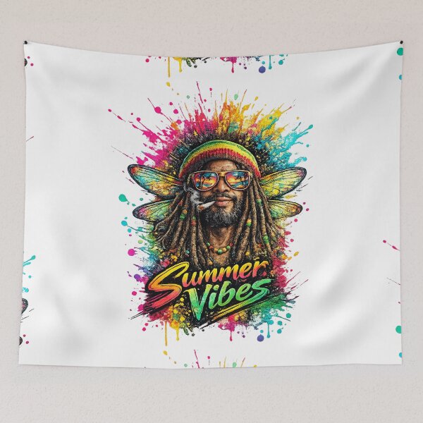 Item preview, Summer Vibes Rasta – Dreadlocks & Tropical Sunglasses Color Splash T-Shirt Design designed and sold by GooniSL.