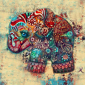 Artwork thumbnail, vintage elephant by Karin Taylor
