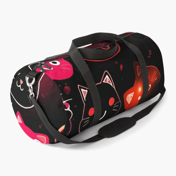 Item preview, Neon Black Cats Pattern – Cute Kawaii Cat Faces on Dark Aesthetic Background designed and sold by IMuDesigner.