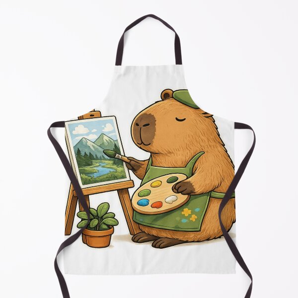 Item preview, Cute Capybara Artist Sticker | Painting Capybara | Kawaii Animal Art designed and sold by Kanvasly.