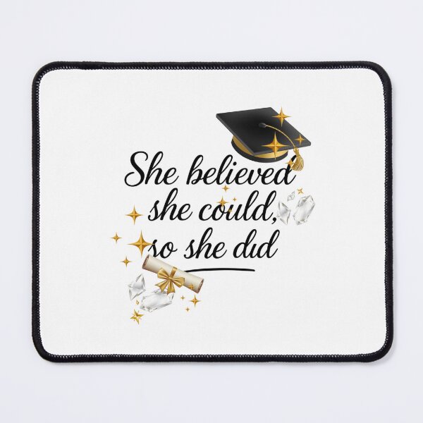 Item preview, She Believed She Could So She Did Quote with Graduation Hat, Diploma, & Diamonds designed and sold by jeweleddesigns.