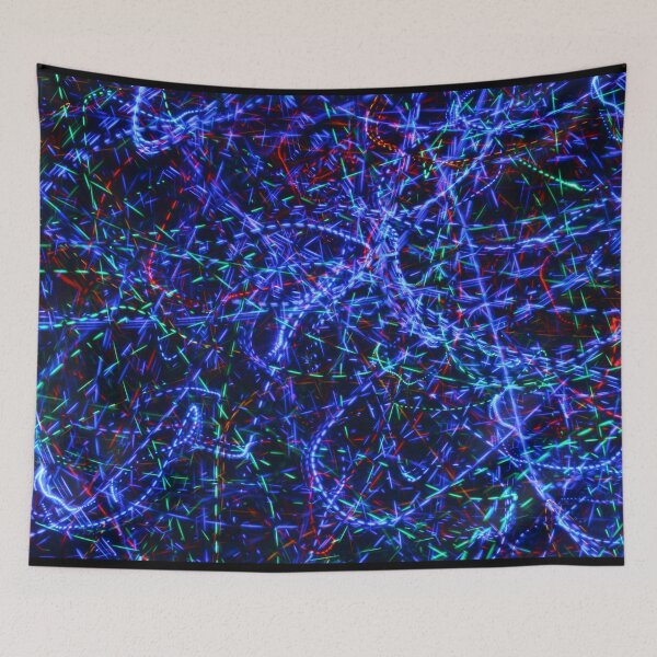 Item preview, Neon Light Trails Abstract Photography. Cyberpunk Long Exposure Wall Art Electric Lines designed and sold by TaynaraVieira.