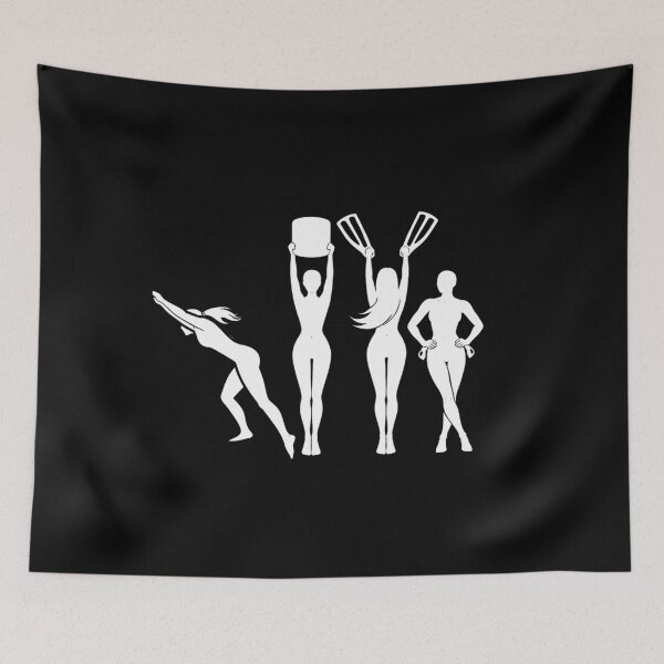 Item preview, Swim Squad Gals Female Swimmer Silhouette Lineup designed and sold by Powered By Chlorine.