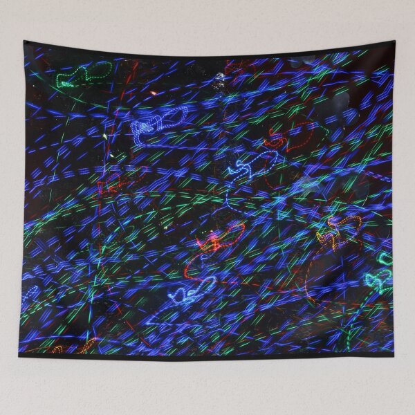 Item preview, Neon Light Trails Abstract Photography. Cyberpunk Long Exposure Wall Art Electric Lines designed and sold by TaynaraVieira.