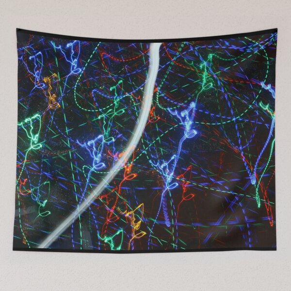 Item preview, Neon Light Trails Abstract Photography. Cyberpunk Long Exposure Wall Art Electric Lines designed and sold by TaynaraVieira.
