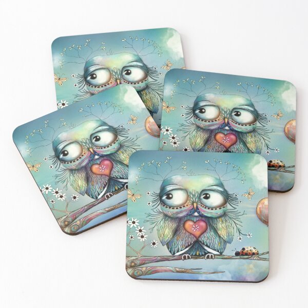 Item preview, Cute Little Whimsical Wood Owl with Heart and Balloon designed and sold by Karin Taylor.