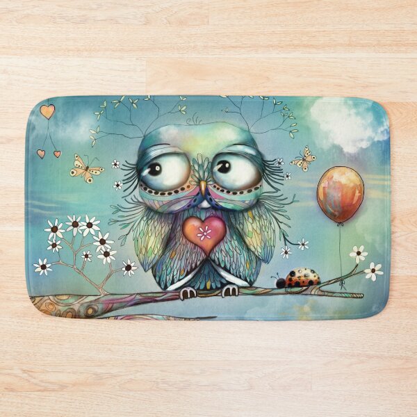 Item preview, Cute Little Whimsical Wood Owl with Heart and Balloon designed and sold by Karin Taylor.