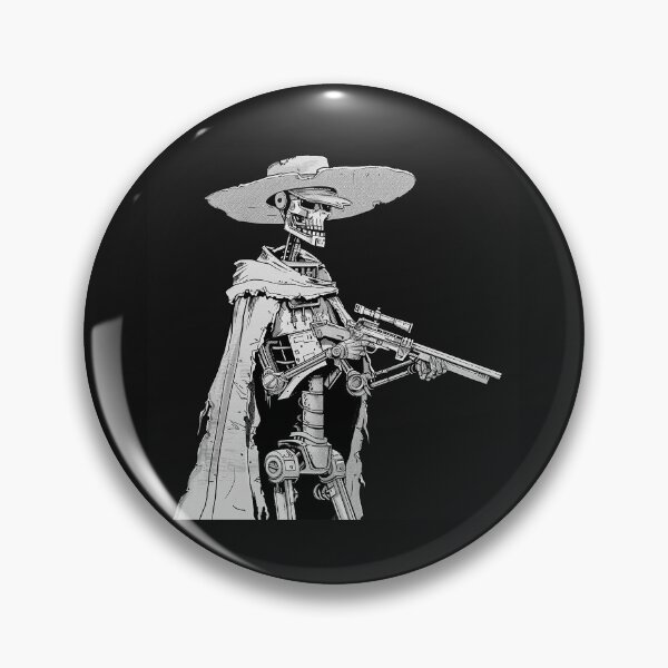 Item preview, Black and White Skeleton Gunslinger Sci Fi Western Art designed and sold by inkoutninja.