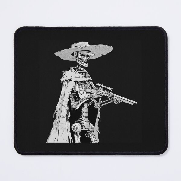 Item preview, Black and White Skeleton Gunslinger Sci Fi Western Art designed and sold by inkoutninja.