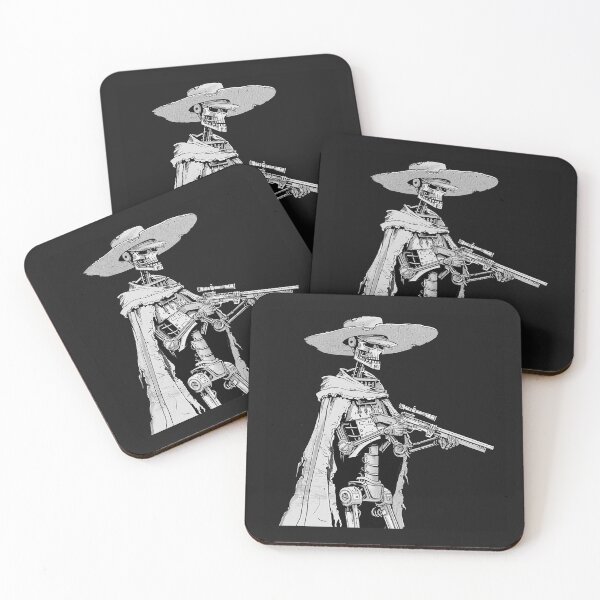 Item preview, Black and White Skeleton Gunslinger Sci Fi Western Art designed and sold by inkoutninja.