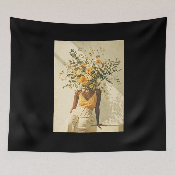 Item preview, Surreal Wildflower Bouquet Portrait in Warm Vintage Botanical Style designed and sold by ferminhays.
