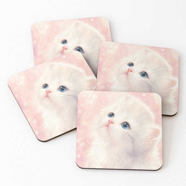 Item preview, Pure Soul Kitten - Pearl Pink Looking Up Watercolor Art designed and sold by Fluffy Cherish World.