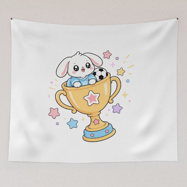 Item preview, Chibi Soccer Bunny Champion Golden Trophy Sparkles designed and sold by chattsuede.