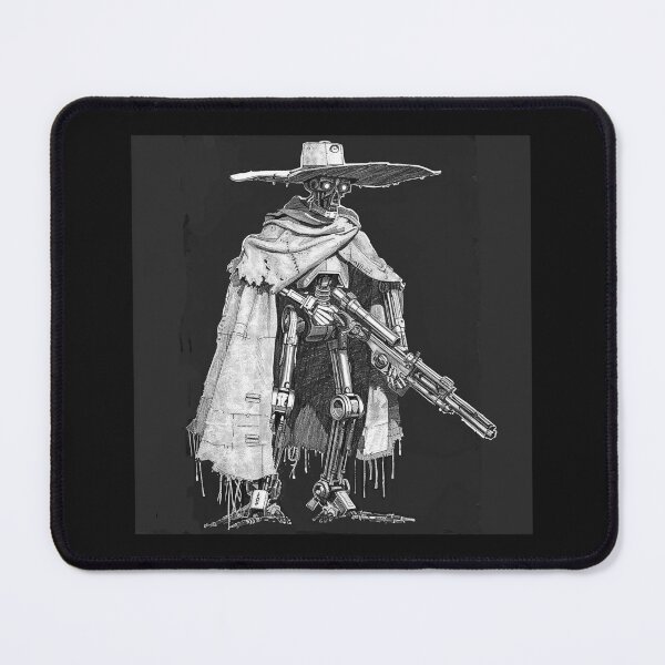 Item preview, Black and White Robot Gunslinger Sci Fi Western Art designed and sold by inkoutninja.