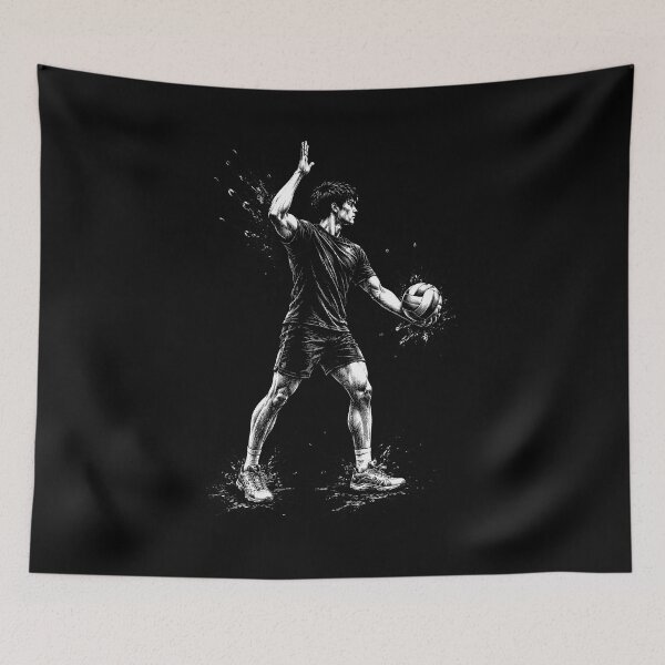 Item preview, Float Serve Volleyball Player Black and White Ink Splash Art Print Volleyball Gift designed and sold by NorthRally.