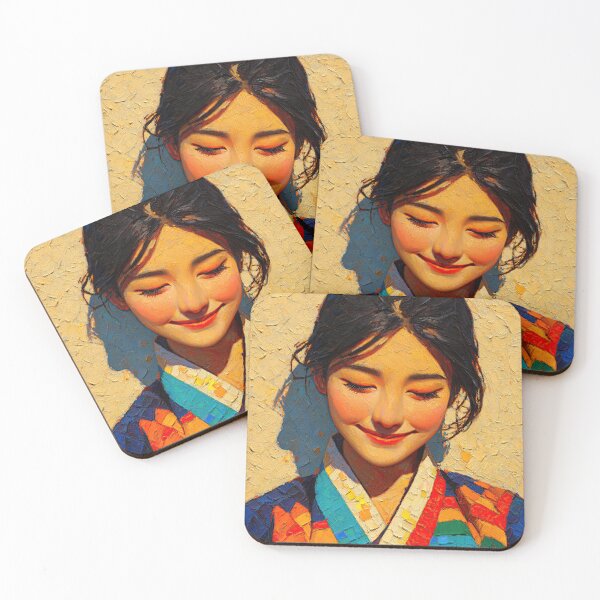 Item preview, Beautiful Woman Wearing Colorful Traditional Hanbok designed and sold by colorful-white.