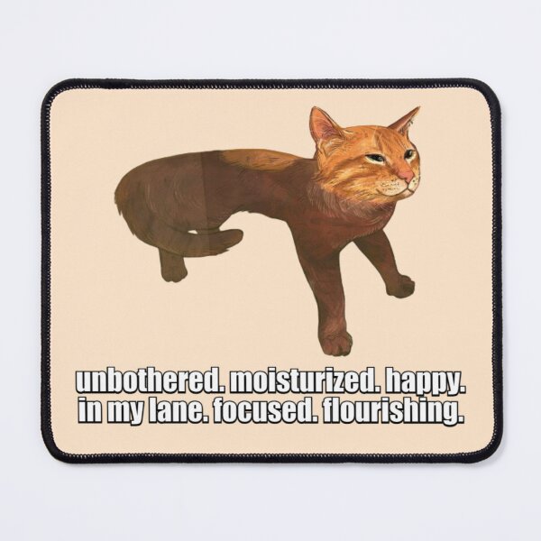 Item preview, unbothered. moisturized. happy. in my lane. focused. flourishing. cat meme designed and sold by mooneko.