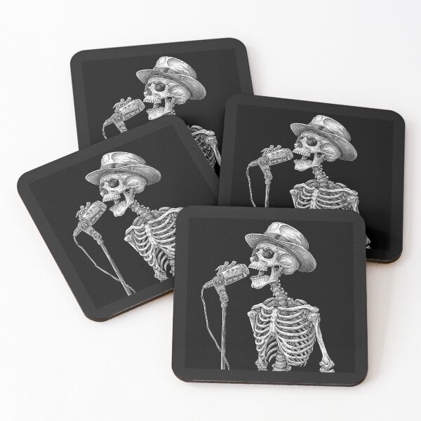 Item preview, Black and White Skeleton Singer Western Music Art designed and sold by inkoutninja.